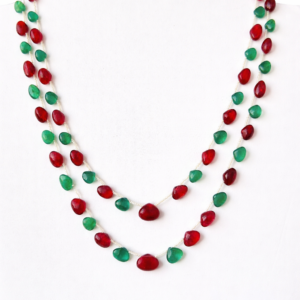 Natural emerald and spinel tabiz layered gemstone necklace