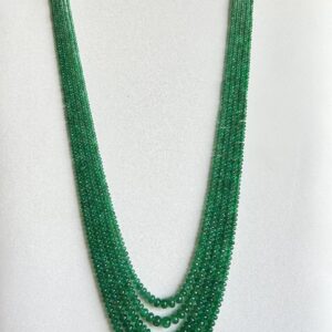 Natural Zambian emerald green bead multi-strand necklace