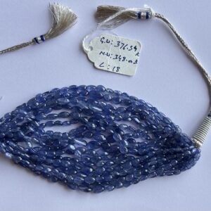 Deep blue Burmese sapphire bead bracelet in layered strands