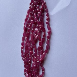 Natural ruby bead bracelet with deep red gemstone strands