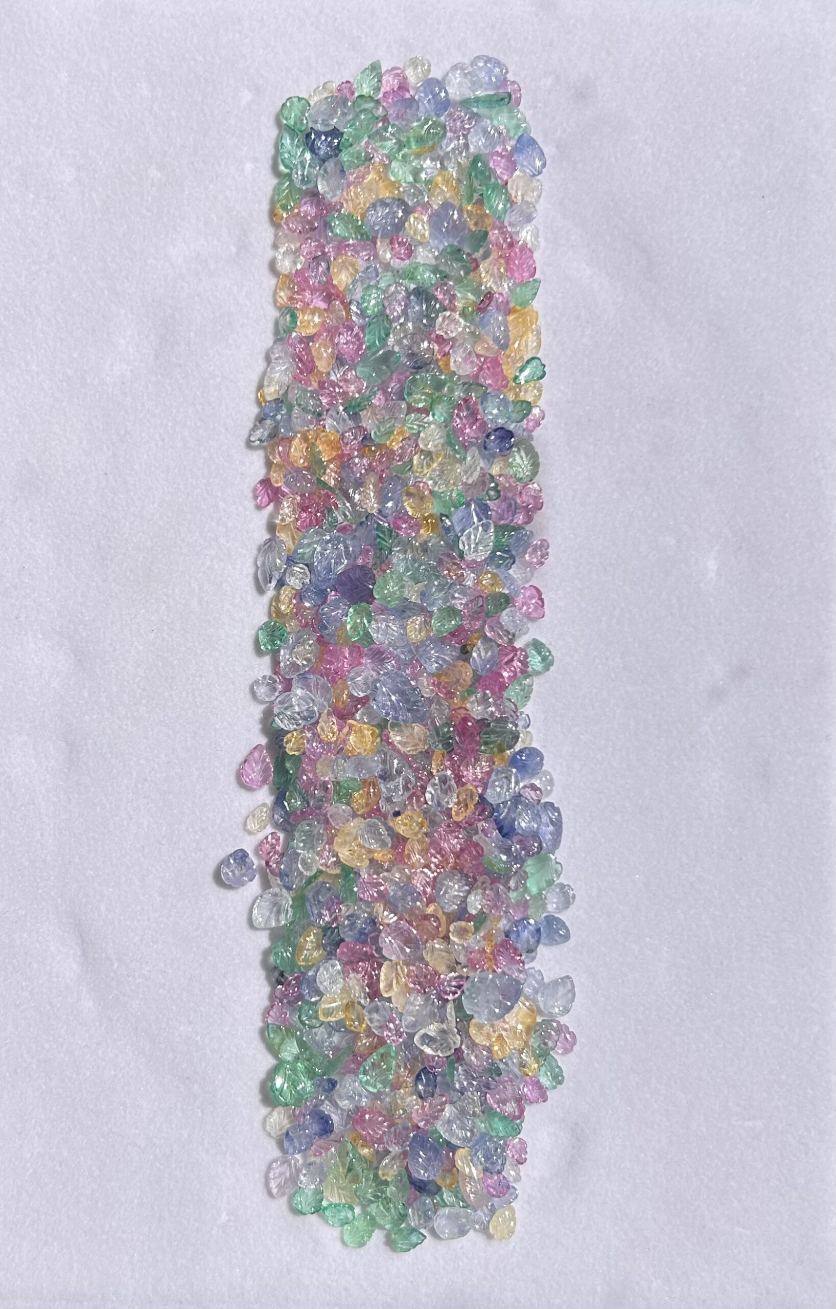 Natural multi sapphire leaf carving loose gemstones in mixed pastel colors