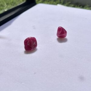 Natural ruby tumble cabochon gemstones in deep pink red color