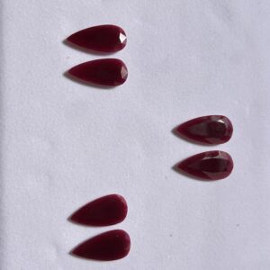 Natural ruby pear cut loose gemstones set of 6 pieces in deep red color