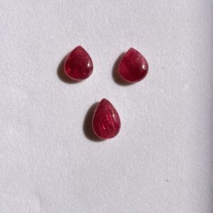 Natural spinel pear shape cabochon loose gemstones in deep pink red color